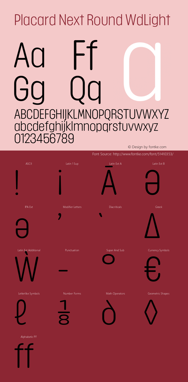 PlacardNextRound-WdLight Version 1.00 Font Sample