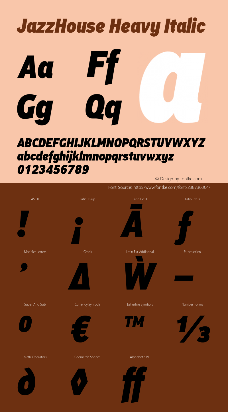 JazzHouse Heavy Italic Version 1.002图片样张