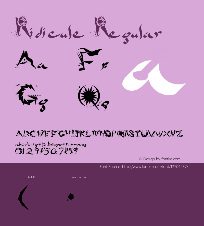 Ridicule Regular Altsys Fontographer 4.0.3 12/21/94 Font Sample