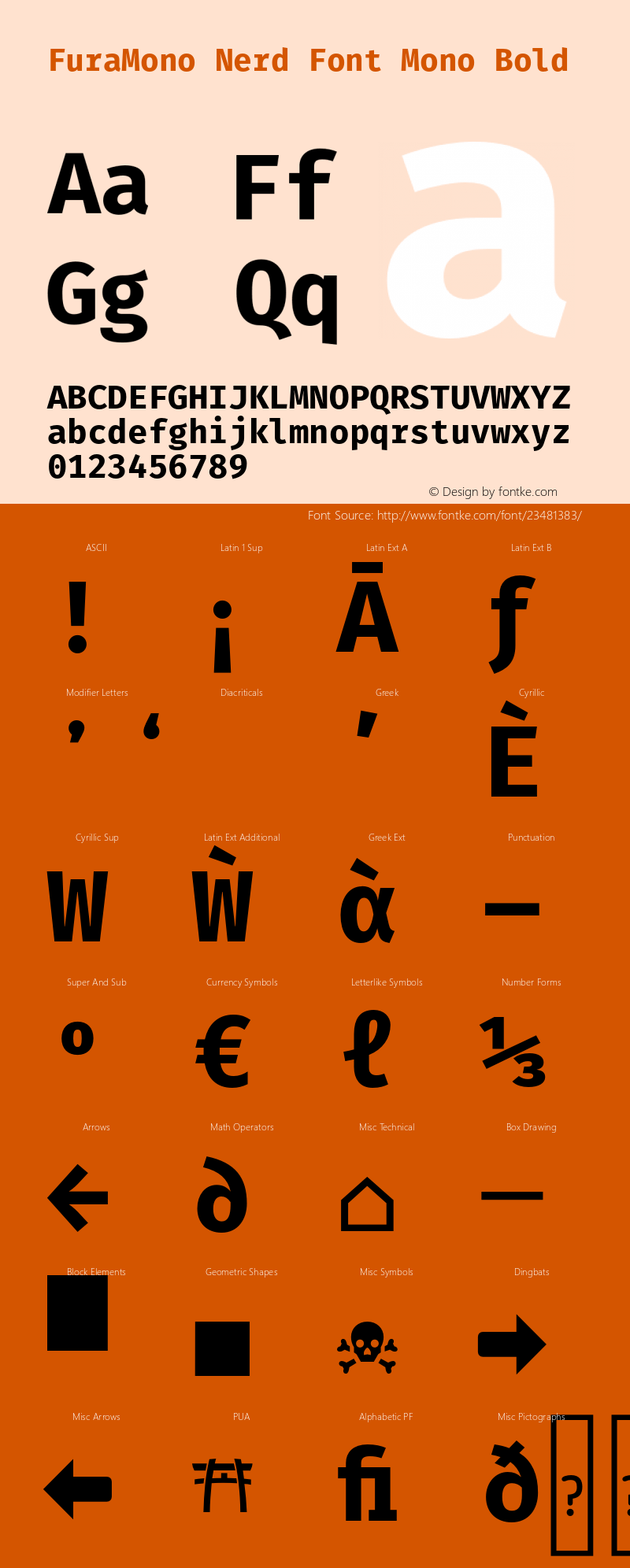 Fura Mono Bold Nerd Font Complete Mono Version 3.111;PS 003.111;hotconv 1.0.70;makeotf.lib2.5.58329 Font Sample