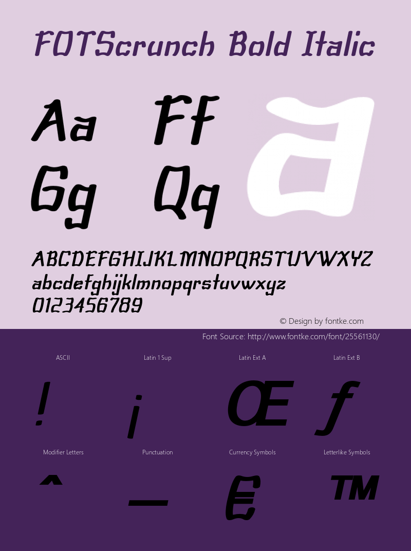 FOTScrunch-BoldItalic Version 1.000 Font Sample