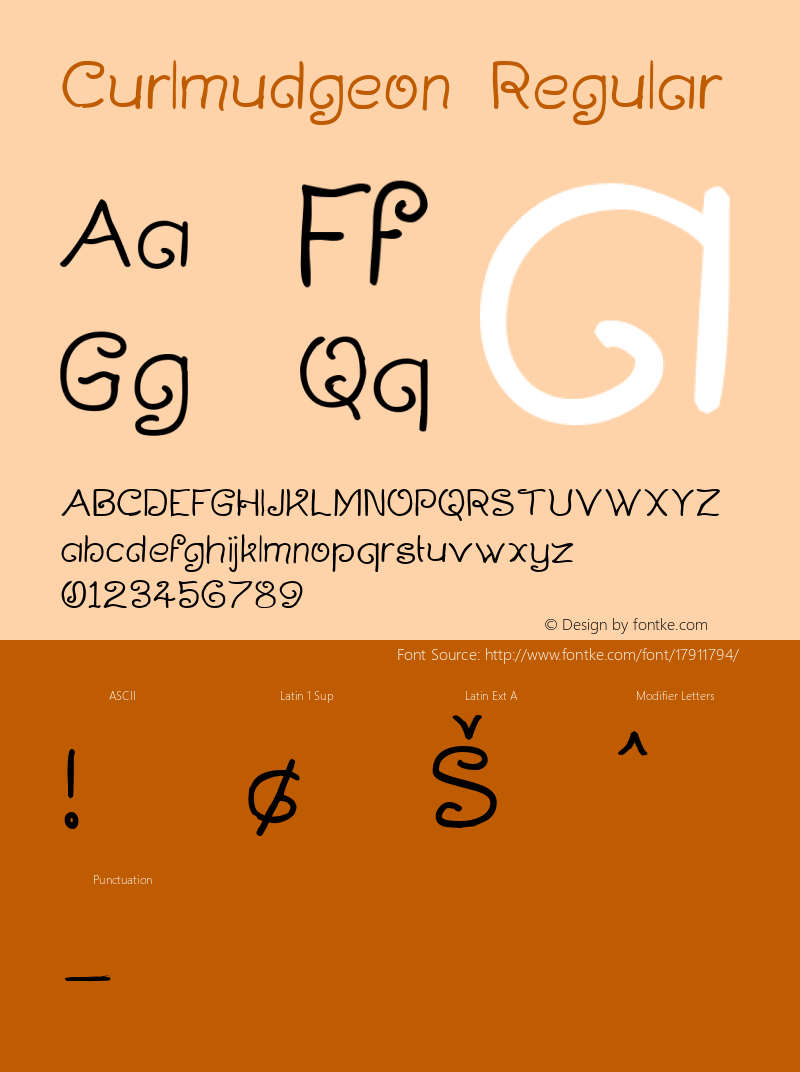 Curlmudgeon Regular 1.00 Font Sample