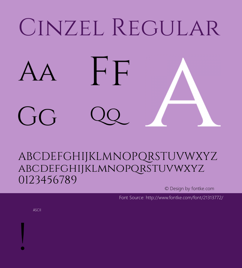 Cinzel Regular  Font Sample