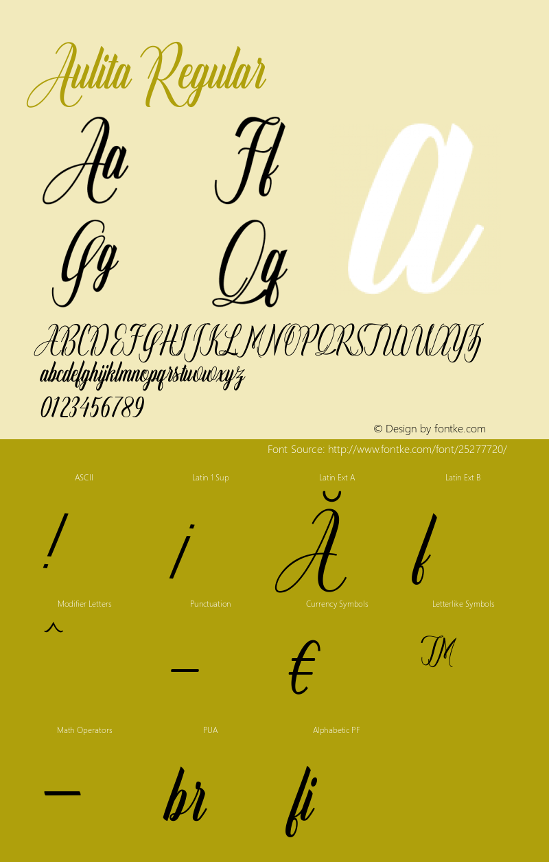 Aulita Version 1.000 Font Sample