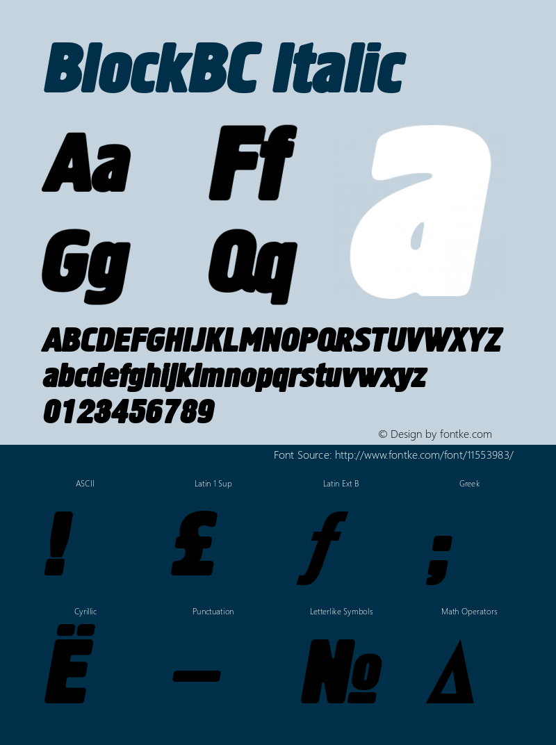 BlockBC Italic Version 001.000 Font Sample