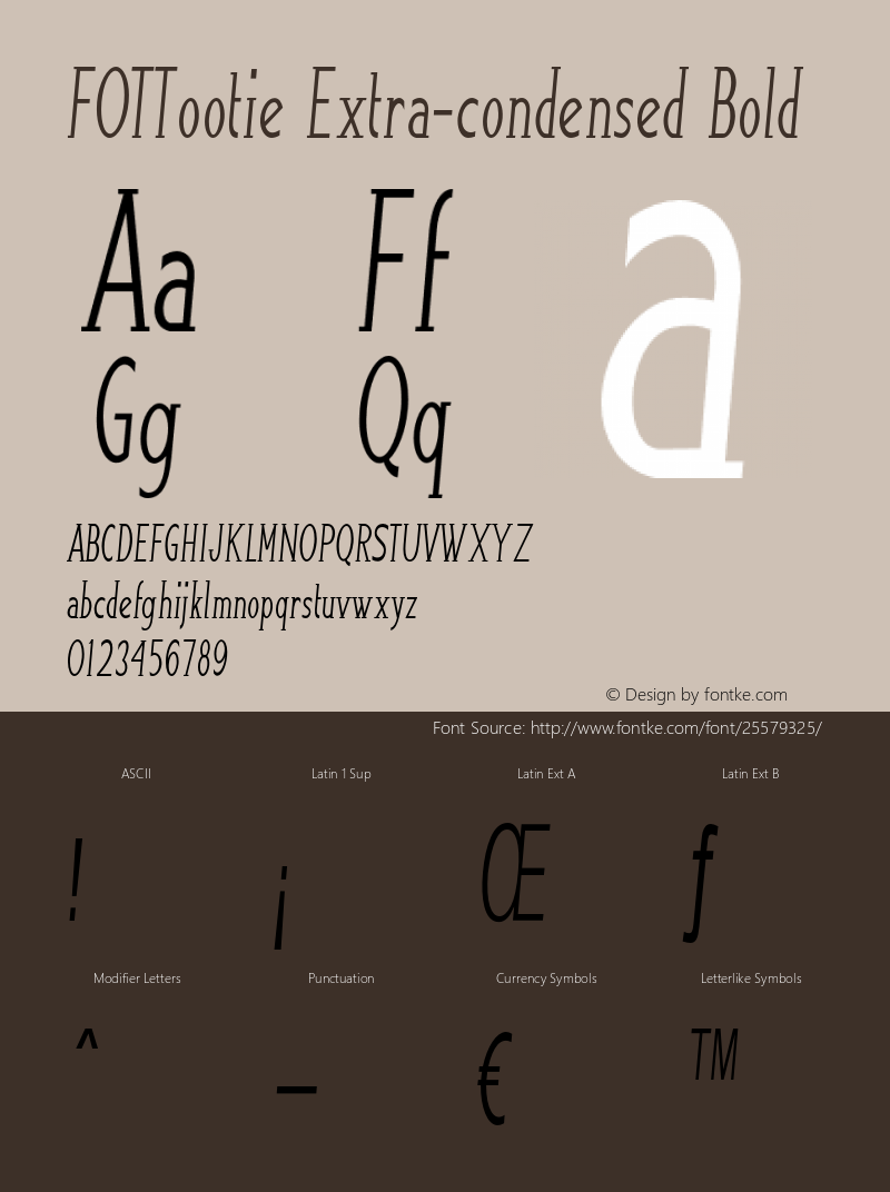 FOTTootie-ExtracondensedBold Version 1.000 Font Sample