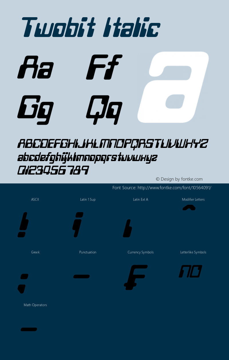 Twobit Italic Version 1.10 July 11, 2014 Font Sample