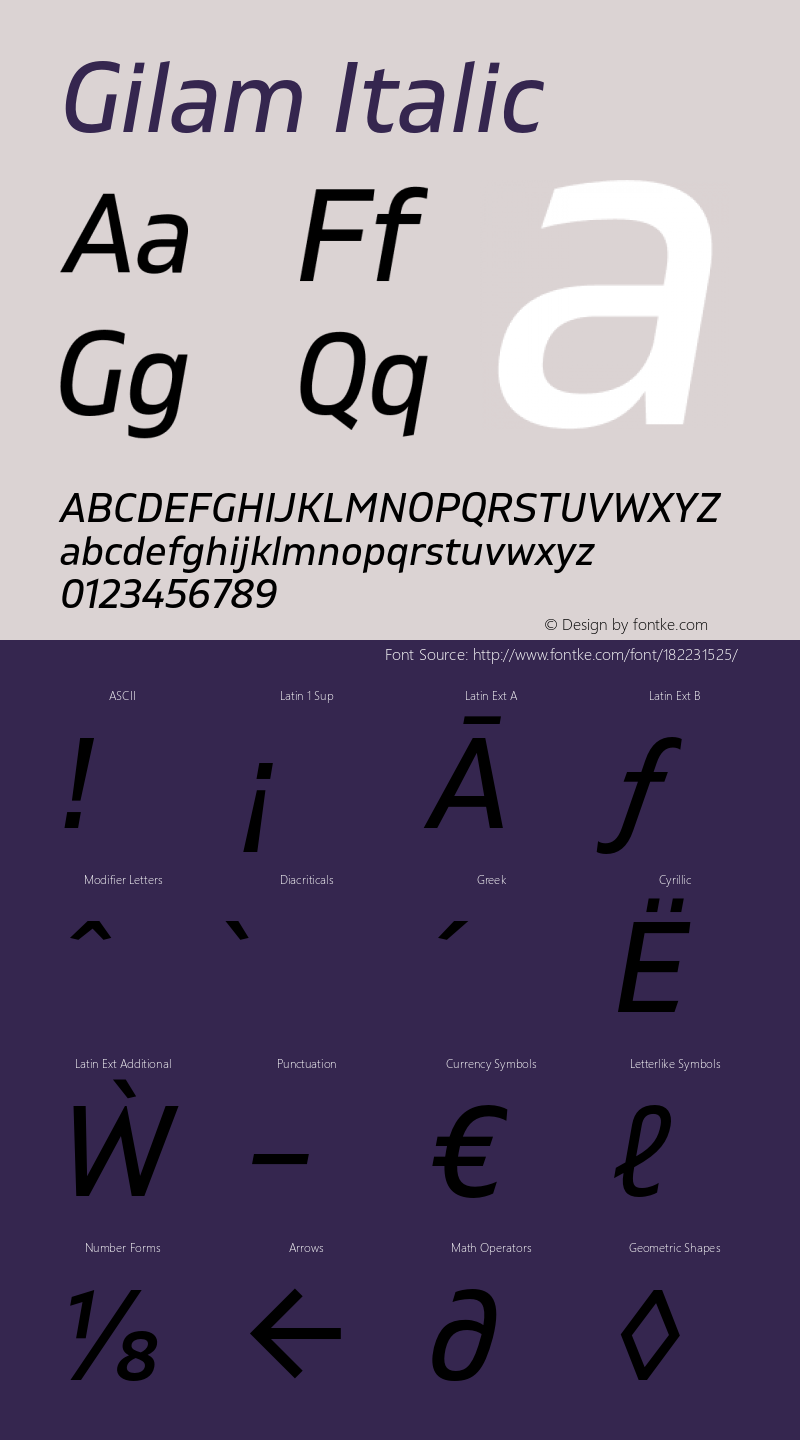 Gilam Regular Italic Version 1.000;PS 001.000;hotconv 1.0.88;makeotf.lib2.5.64775图片样张