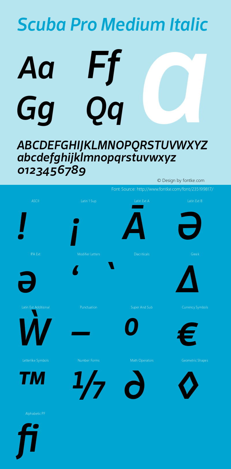 ScubaPro-MediumItalic Version 7.504; 2012; Build 1021图片样张