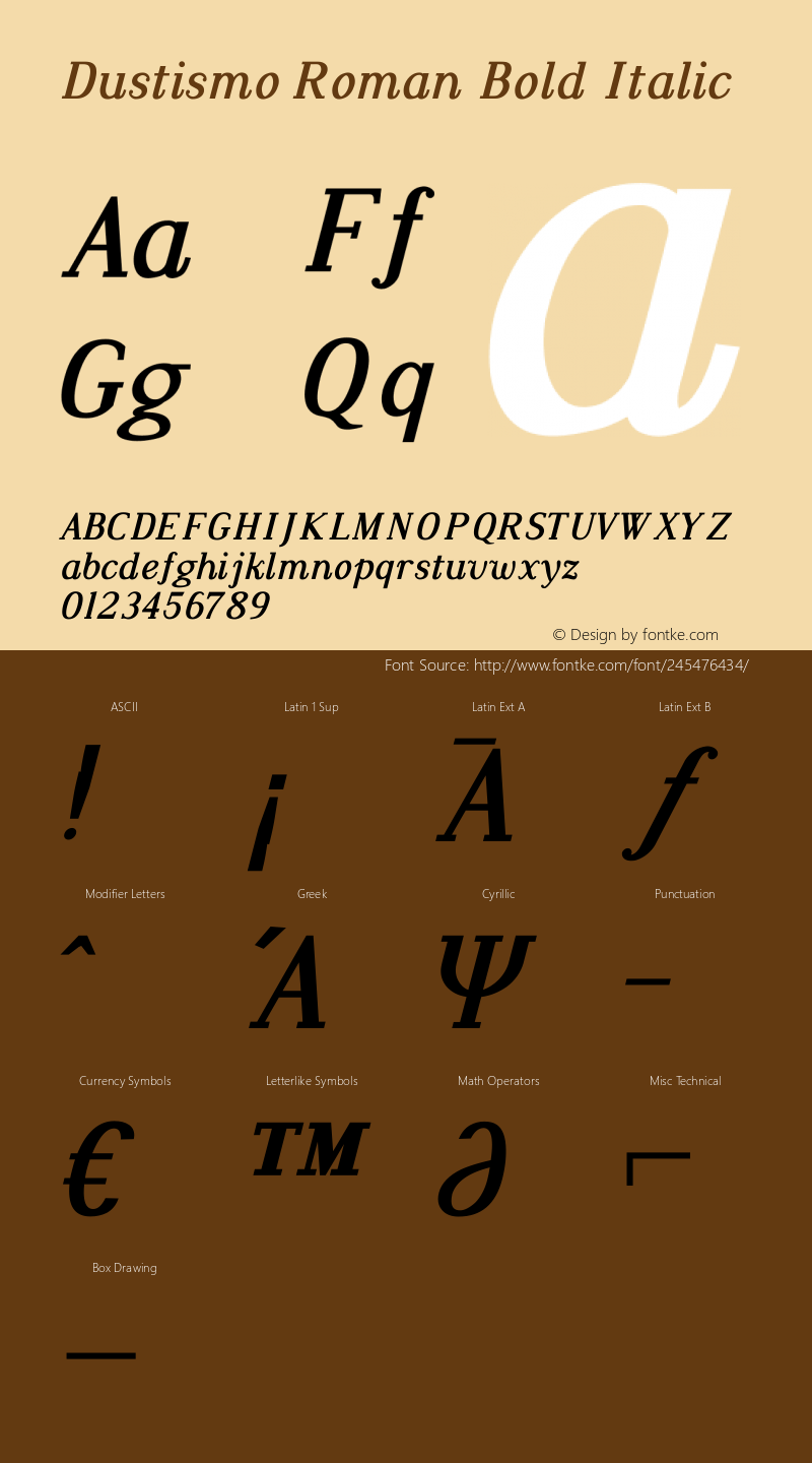 Dustismo Roman Bold Italic Version 2.00 2003 initial release图片样张