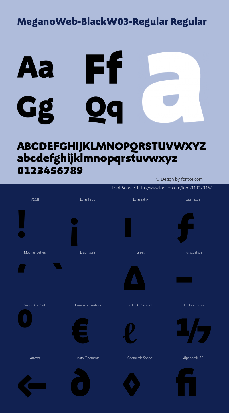 MeganoWeb-BlackW03-Regular Regular Version 7.504 Font Sample