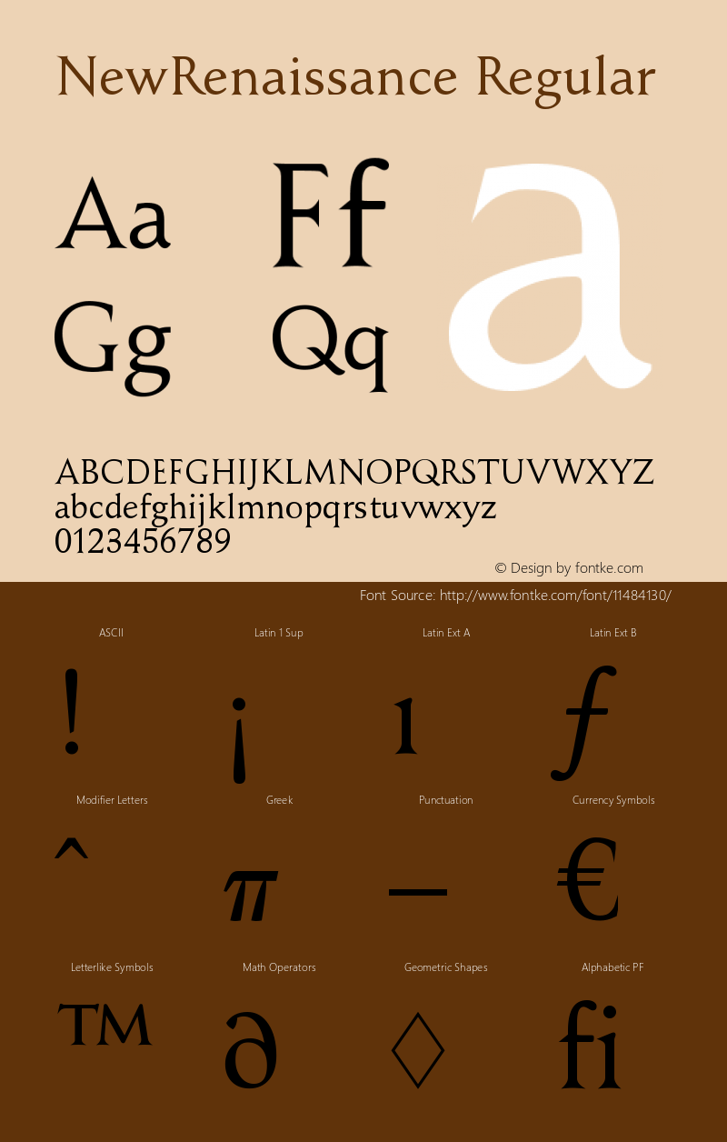 NewRenaissance Regular Version 002.000 Font Sample