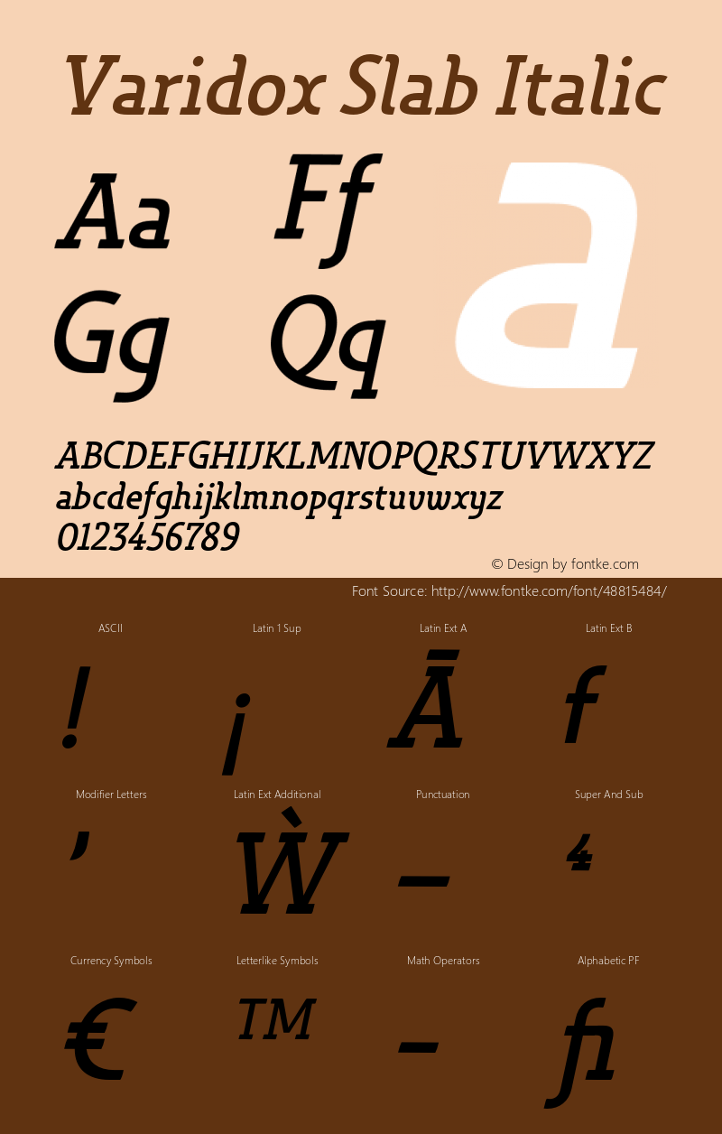 Varidox-SlabItalic Version 1.00 Font Sample