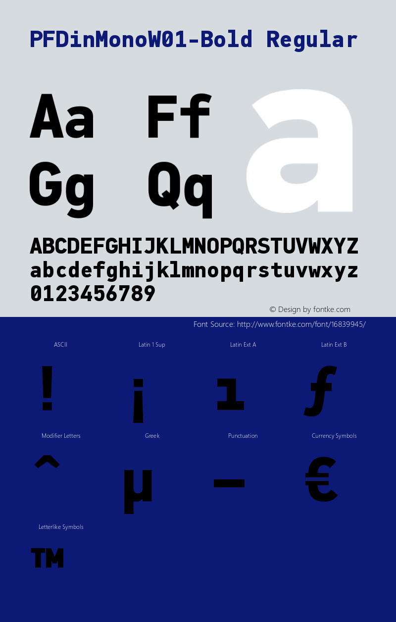 PFDinMonoW01-Bold Regular Version 1.00 Font Sample