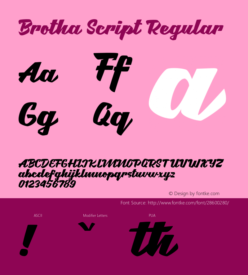 Brotha Script Version 1.000 Font Sample