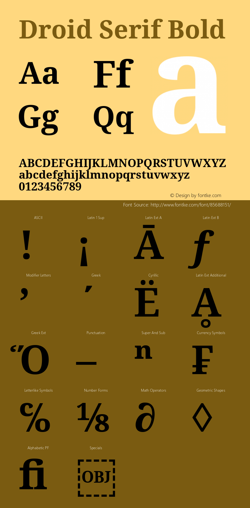 Droid Serif Bold Version 1.00 build 107 Font Sample