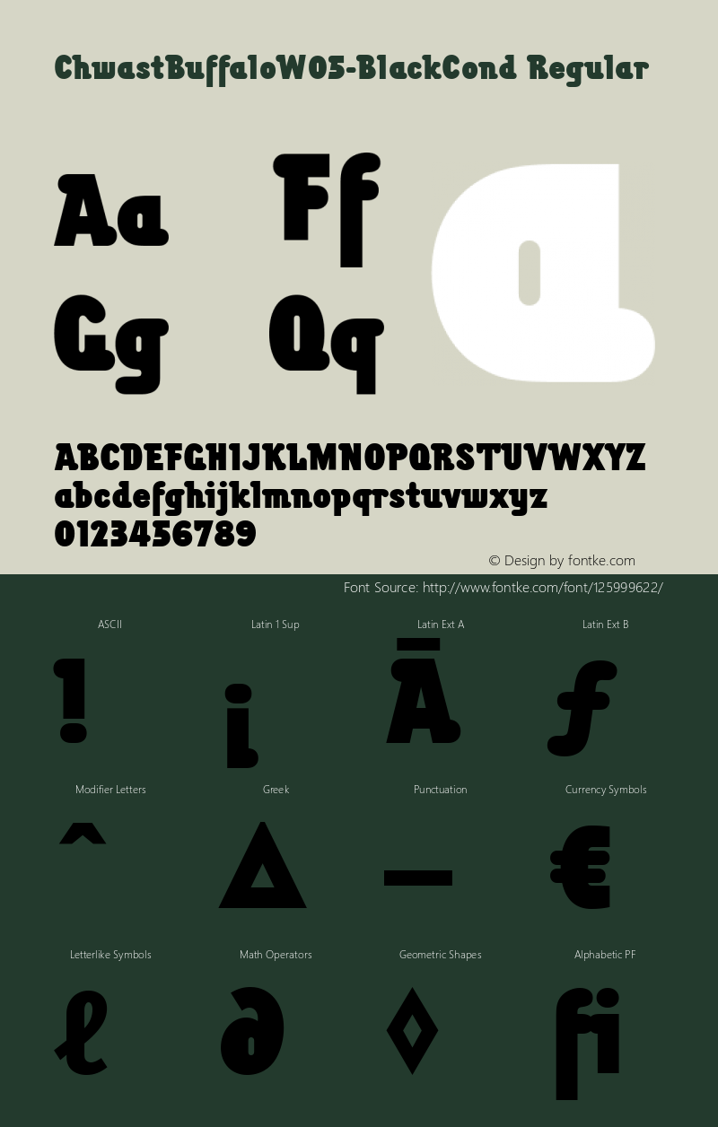 Chwast Buffalo W05 Black Cond Version 1.10 Font Sample