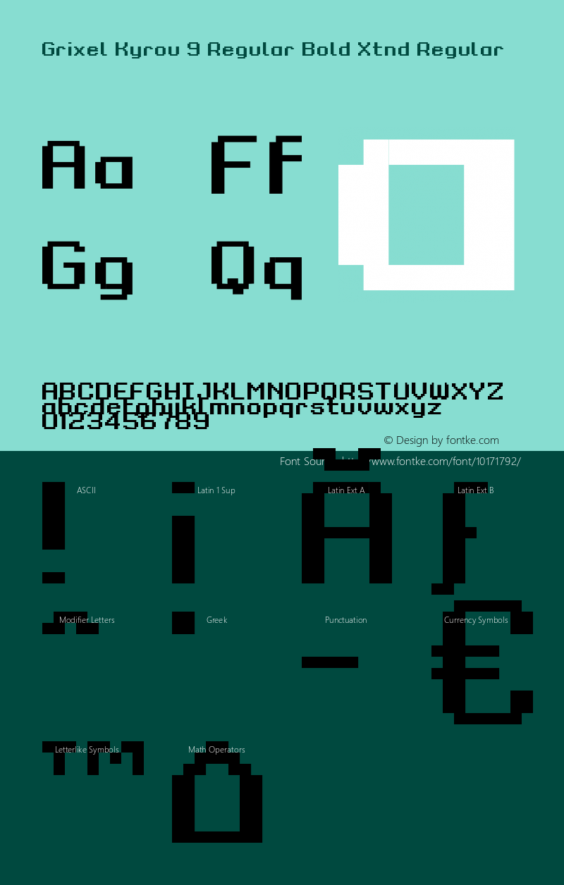 Grixel Kyrou 9 Regular Bold Xtnd Regular Free Version Font Sample