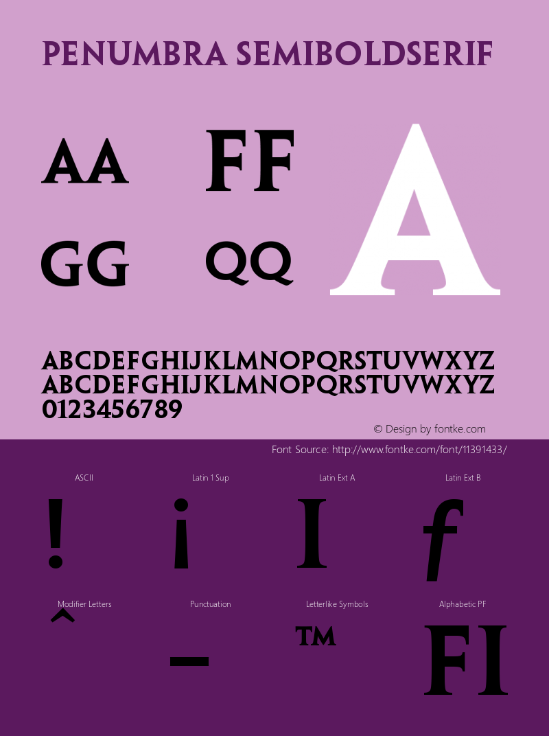 Penumbra SemiboldSerif Version 001.000 Font Sample