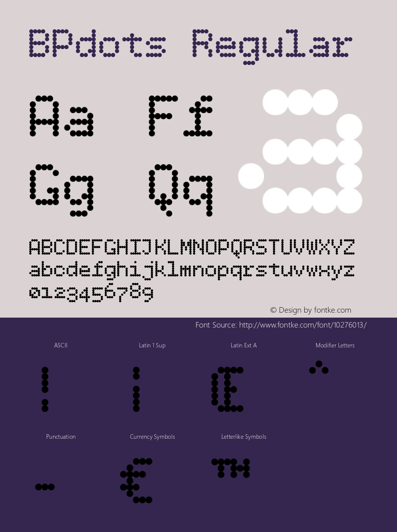 BPdots Regular Version 1.000 Font Sample