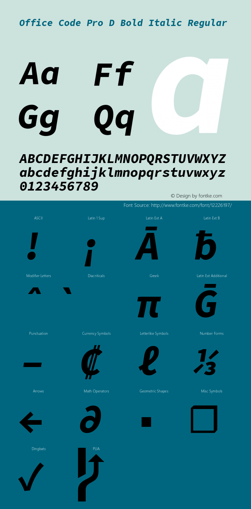 Office Code Pro D Bold Italic Regular Version 1.004 Font Sample