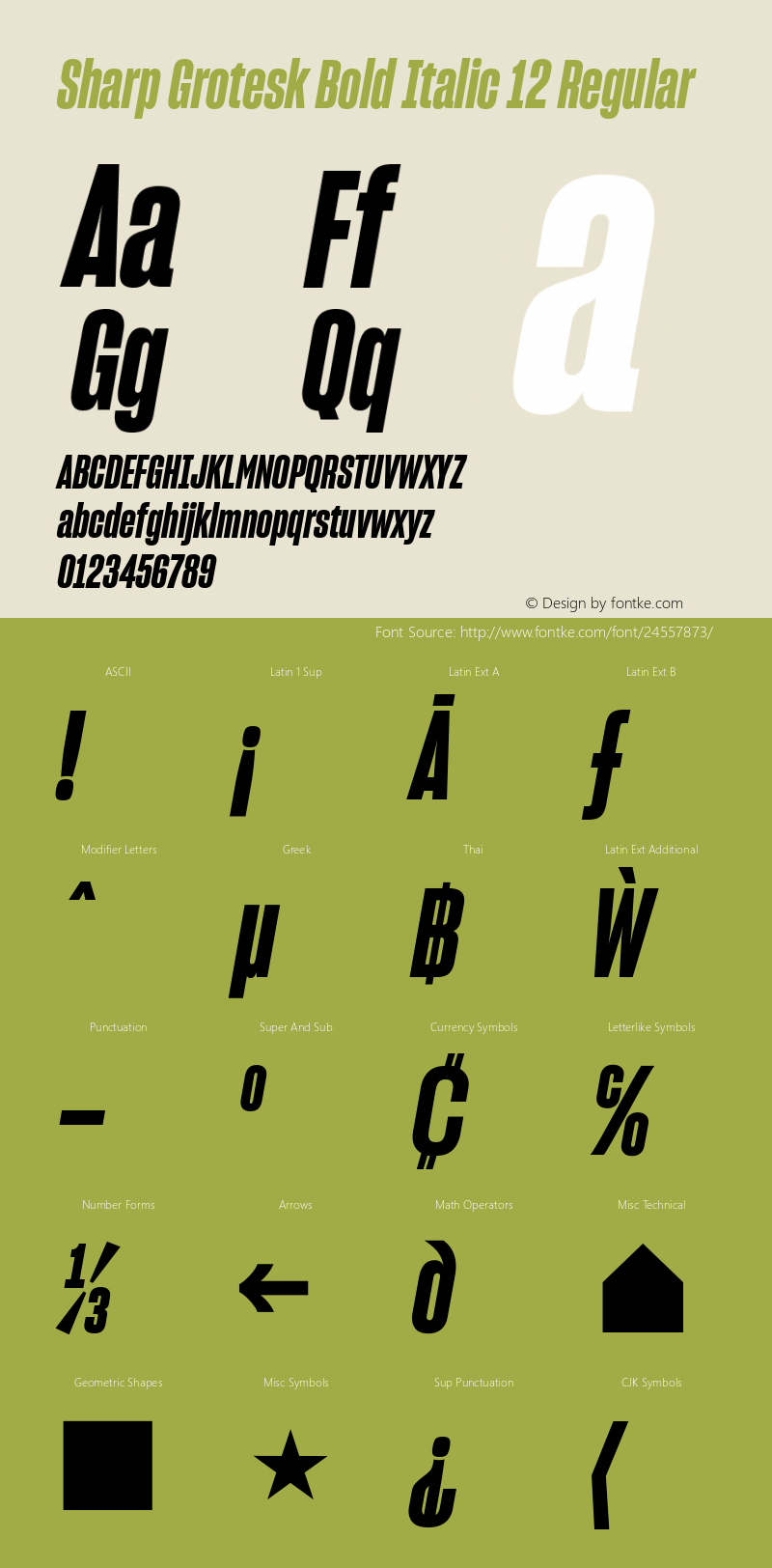 Sharp Grotesk Bold Italic 12 Regular Version 1.001;PS 1.000;hotconv 16.6.51;makeotf.lib2.5.65220 Font Sample