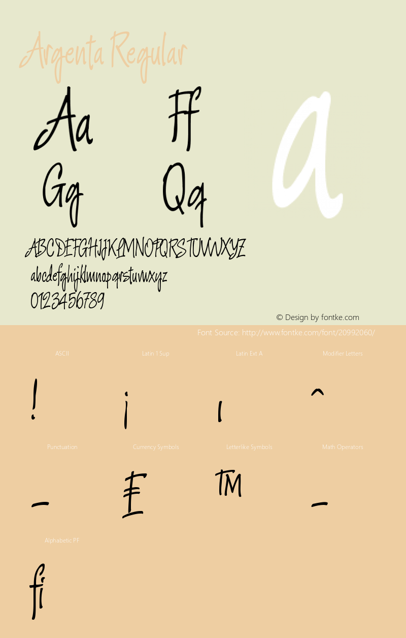 Argenta 001.000 Font Sample