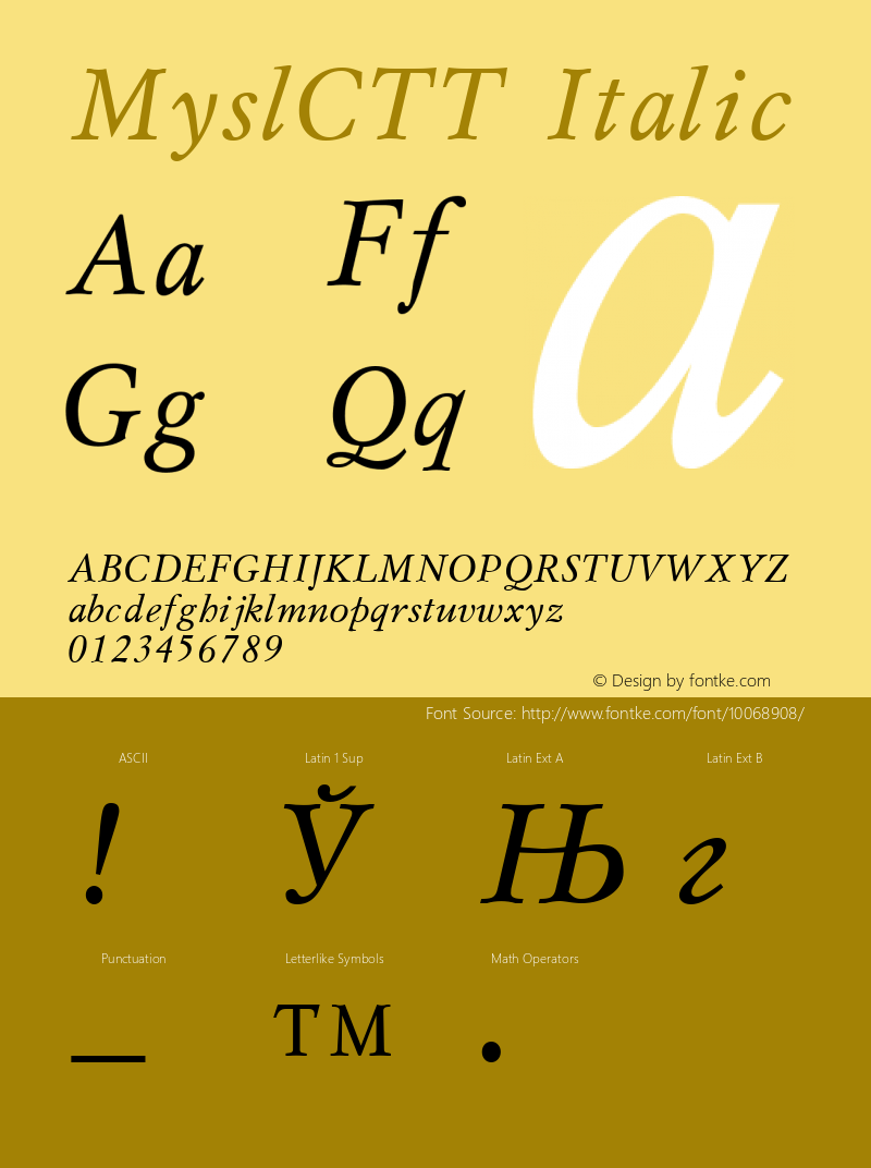 MyslCTT Italic 1.000.000 Font Sample