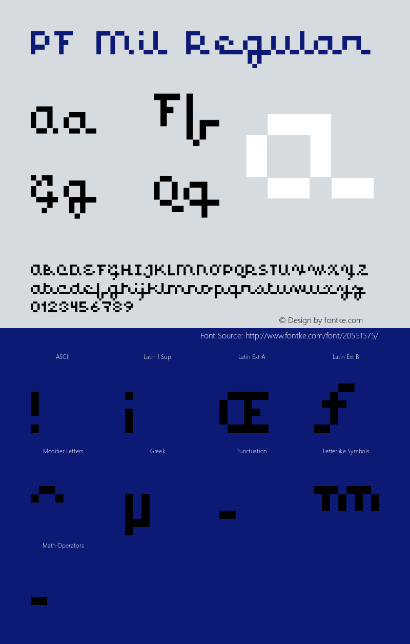 PF Mil 1.00 Font Sample