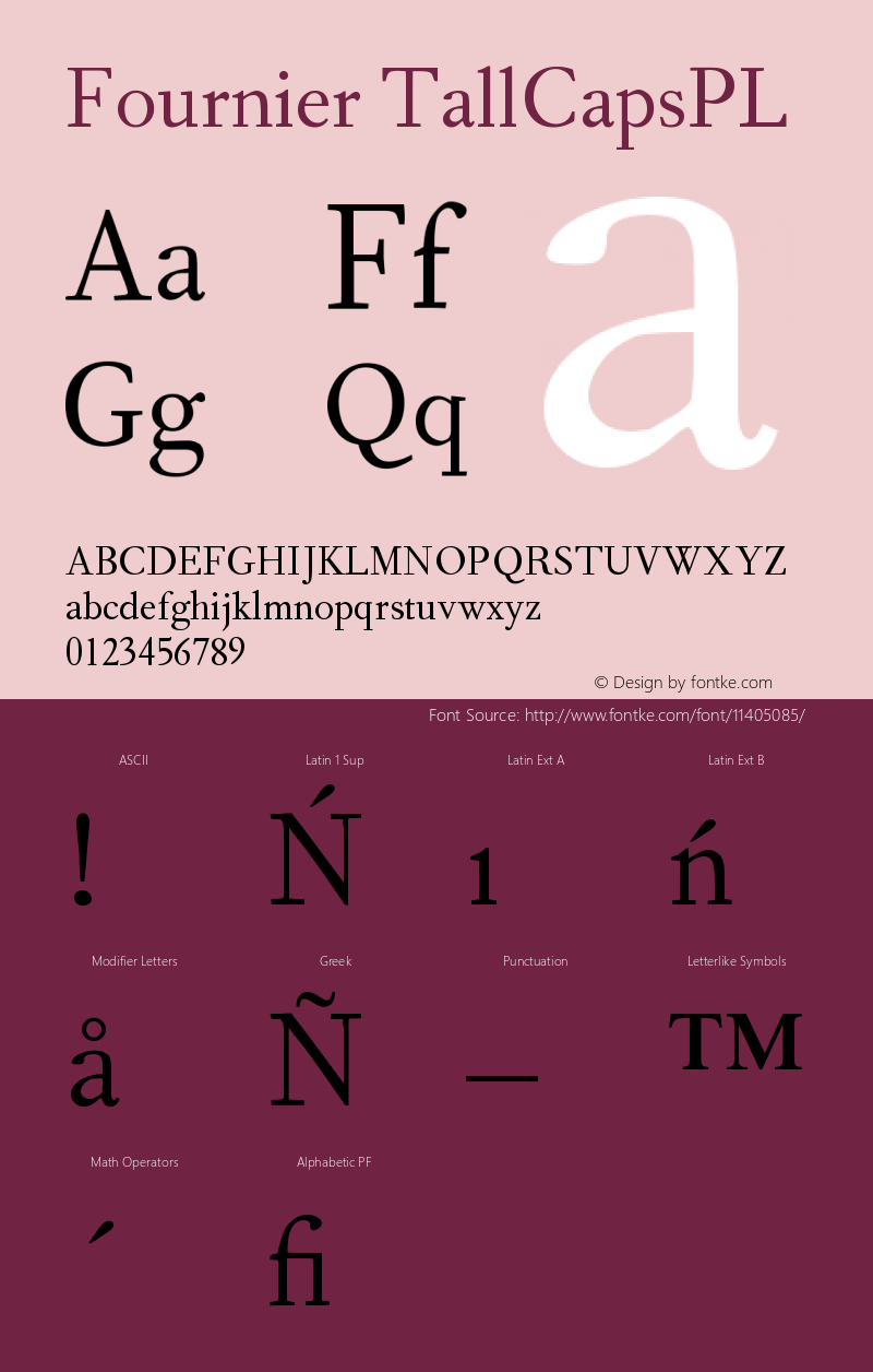 Fournier TallCapsPL Version 001.000 Font Sample