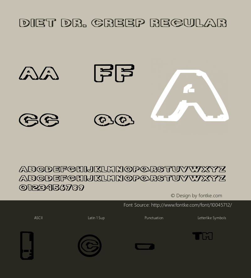 Diet Dr. Creep Regular Macromedia Fontographer 4.1.3 8/13/97 Font Sample