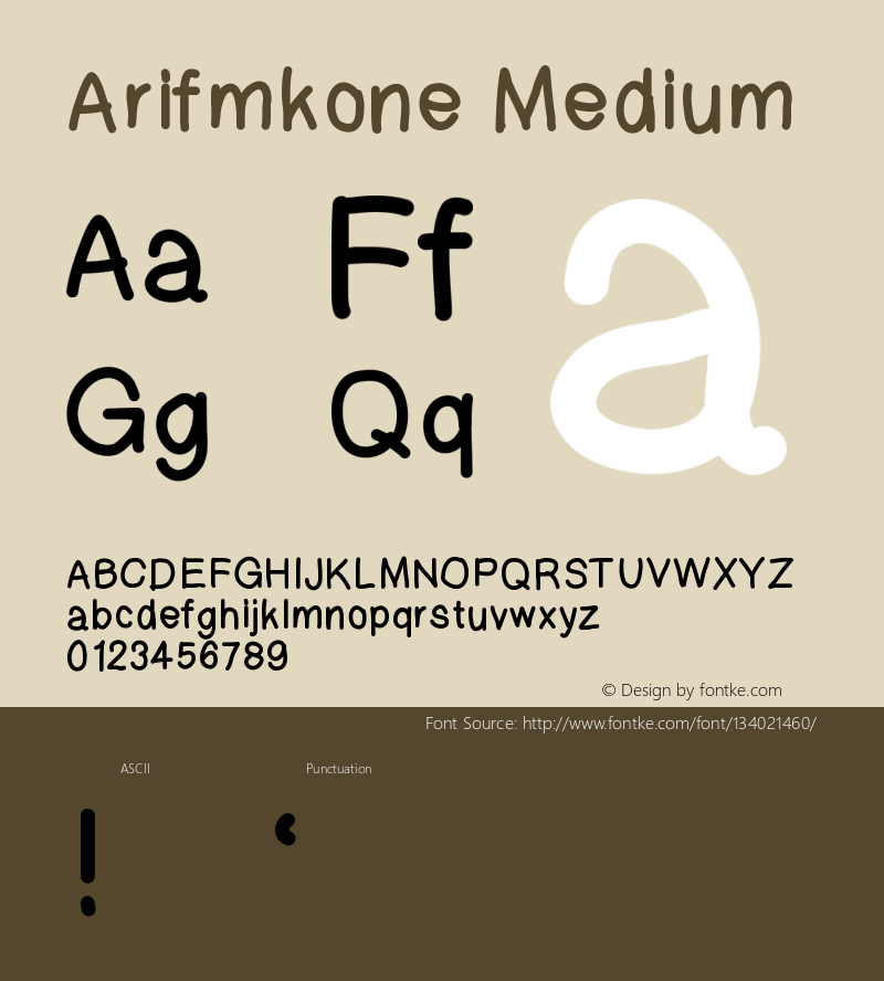 Arifmkone Version 001.000 Font Sample