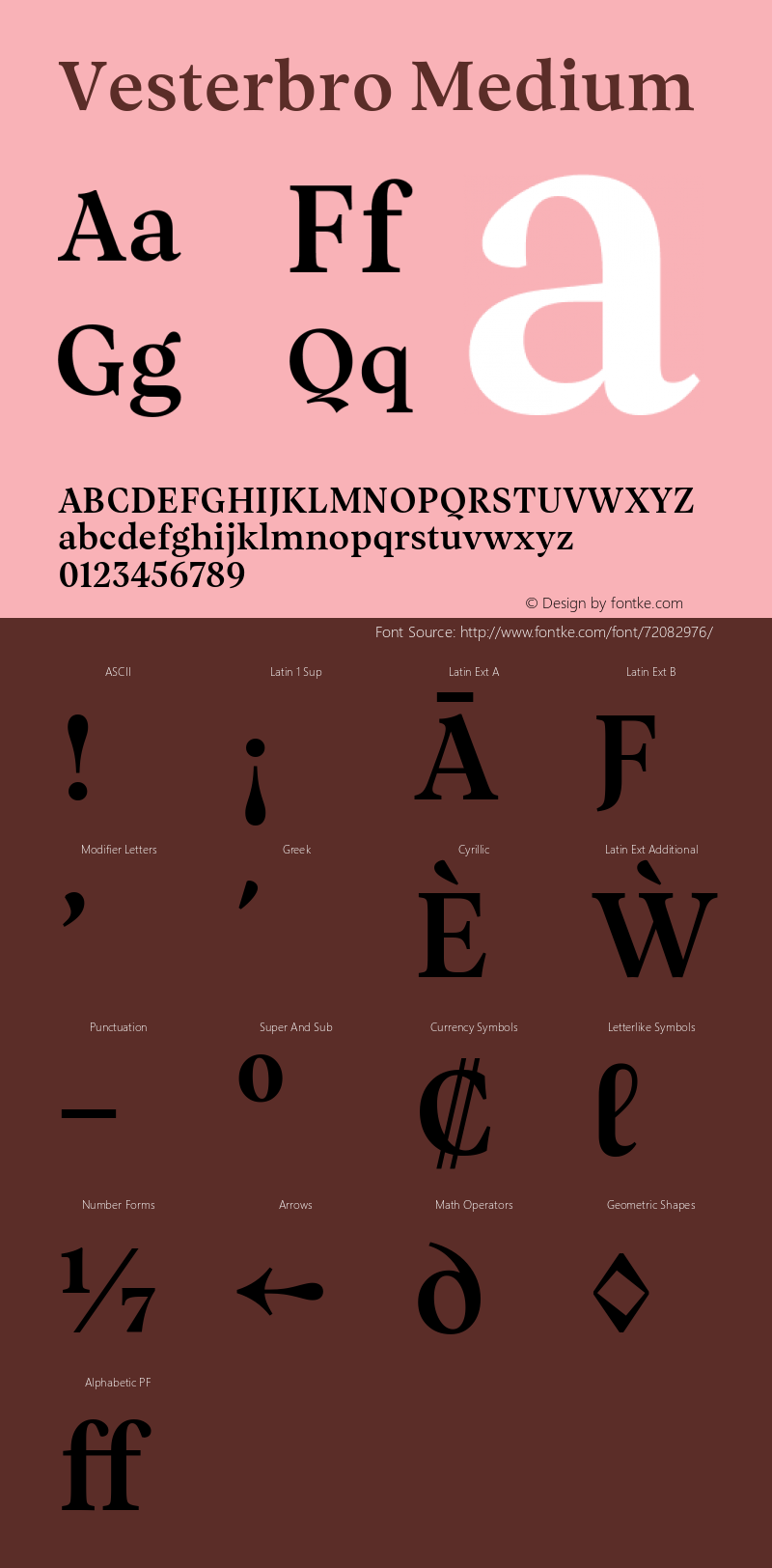 Vesterbro Medium Version 1.500 Font Sample