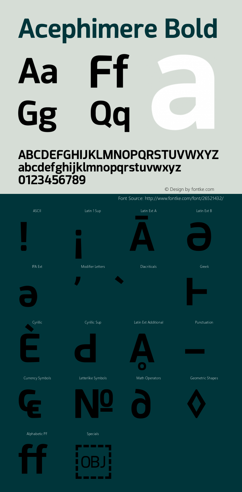 Acephimere Bold Version 1.01 August 4, 2018 Font Sample