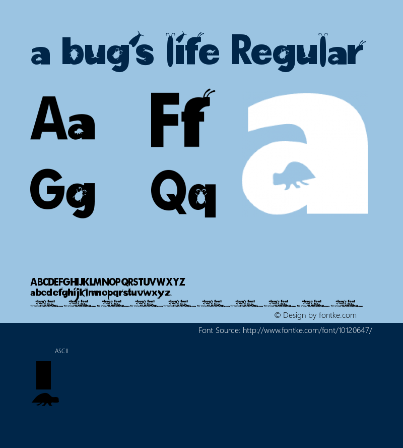 a bug's life Regular Unknown Font Sample