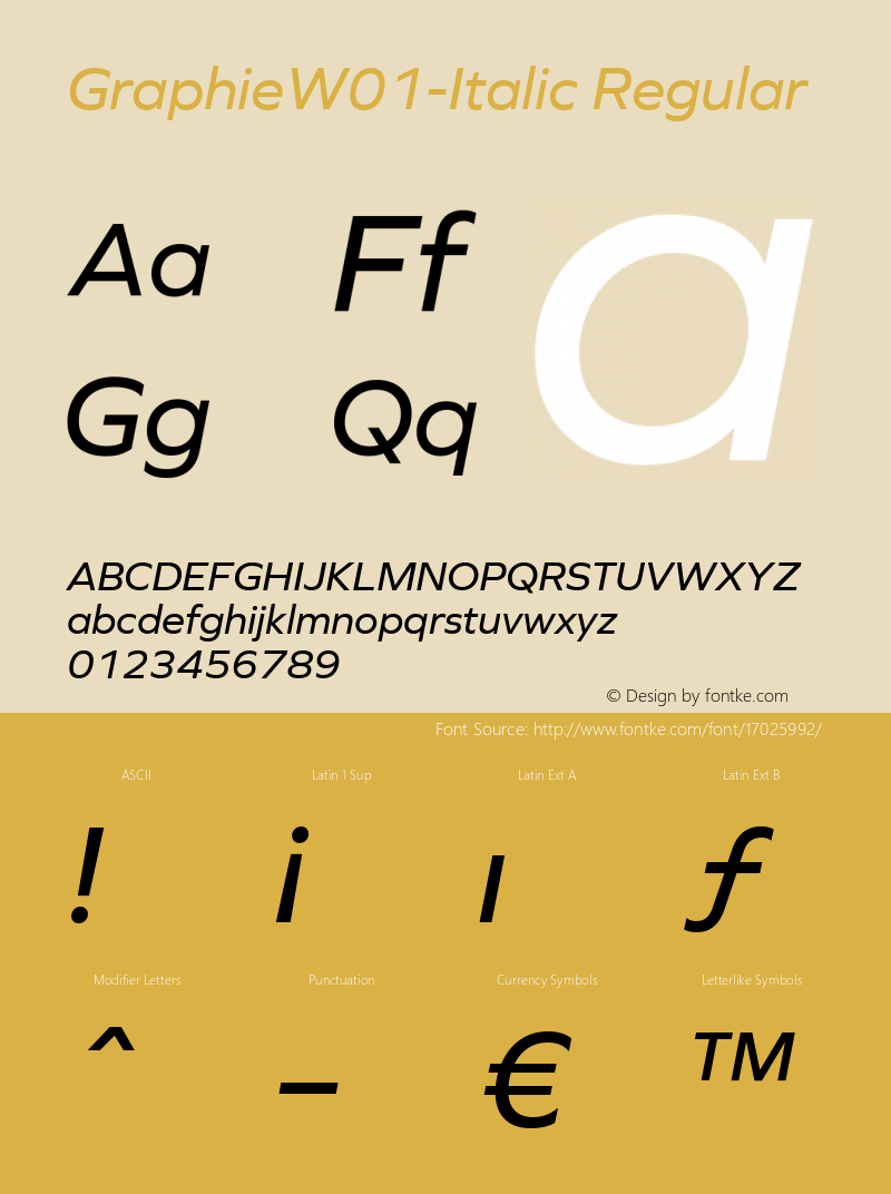 GraphieW01-Italic Regular Version 1.0 Font Sample