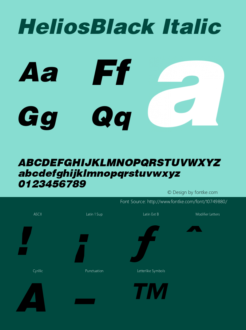 HeliosBlack Italic 001.001 Font Sample