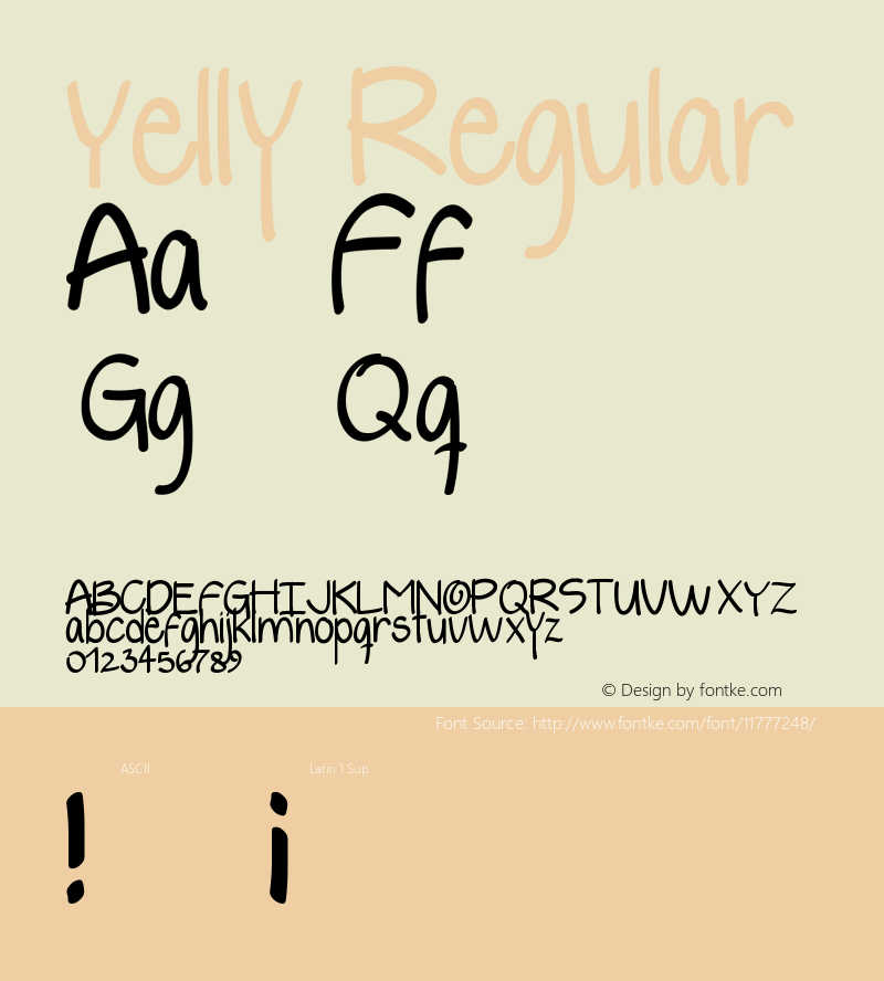 yelly Regular Version 1.0 Font Sample