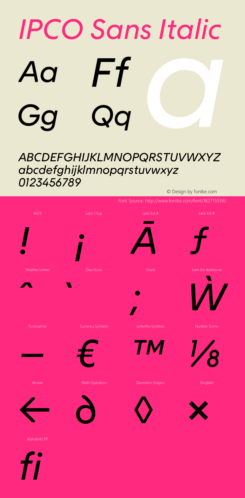 IPCO Sans Regular Italic Version 1.000图片样张