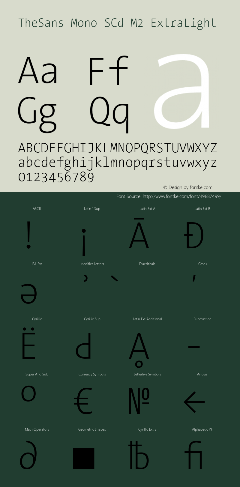 TheSansMono-SCdM2ExtraLight 3.006 Font Sample