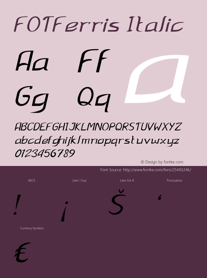 FOTFerris-Italic Version 1.000 Font Sample