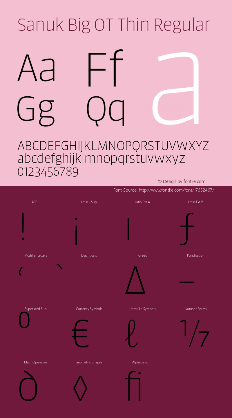 Sanuk Big OT Thin Regular Version 7.504; 2016; Build 1023 Font Sample