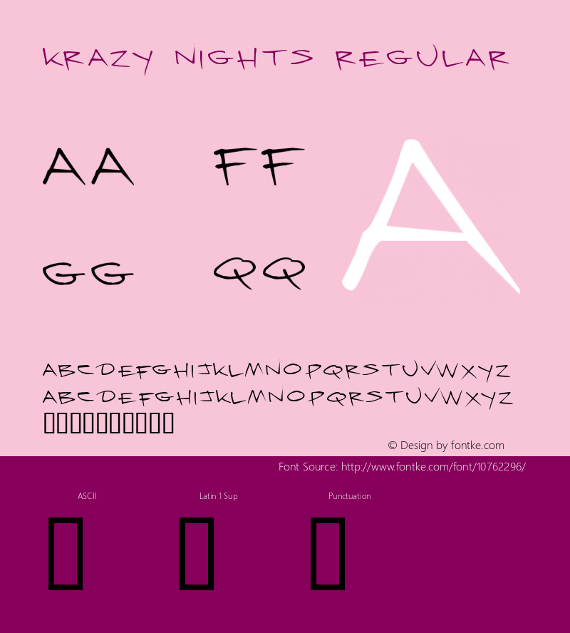 Krazy Nights Regular 2 Font Sample