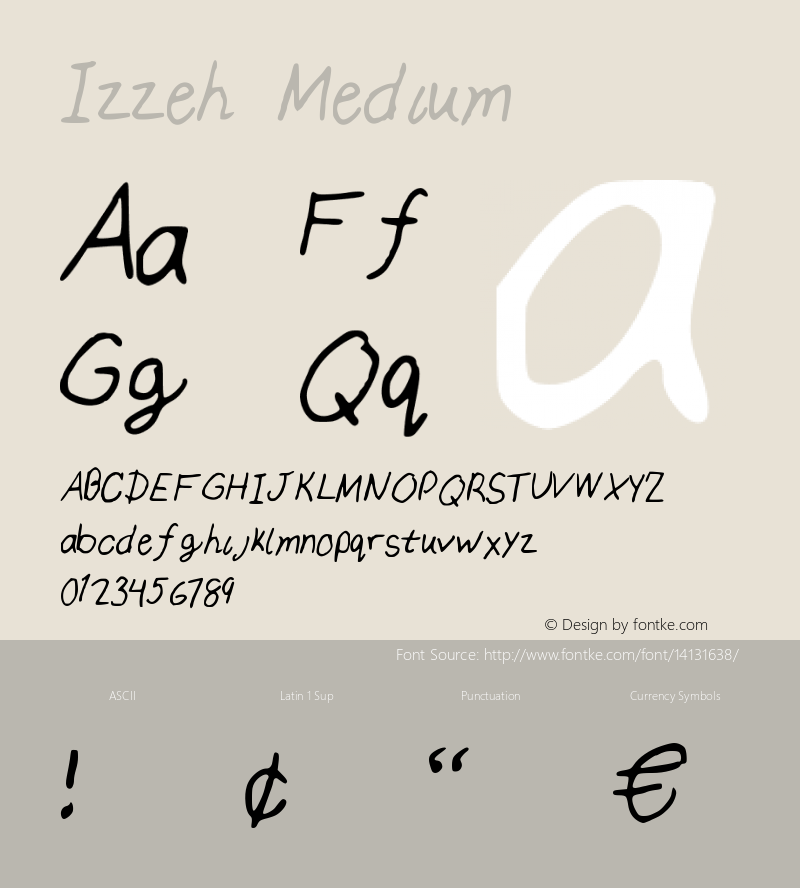 Izzeh Medium Version 001.000 Font Sample