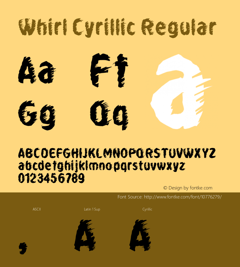 Whirl Cyrillic Regular Version 1.3; 2000 Font Sample