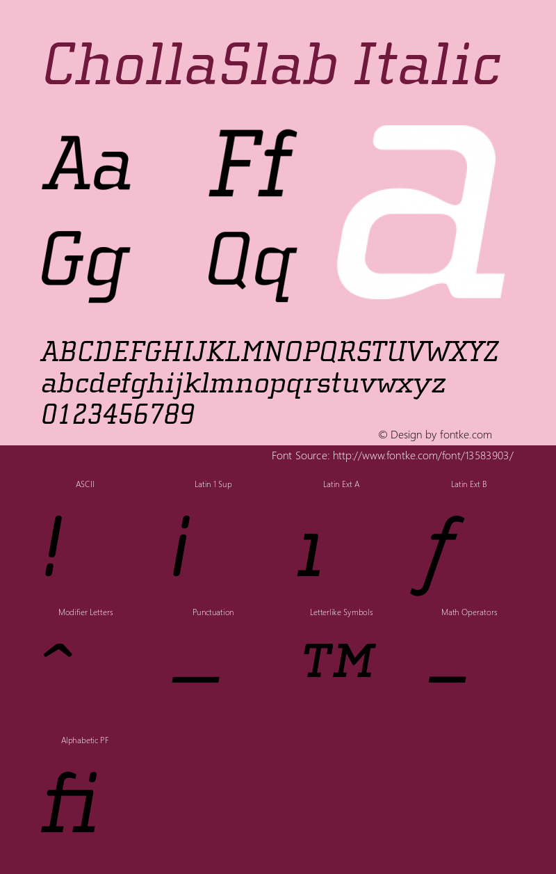 ChollaSlab Italic 001.000 Font Sample