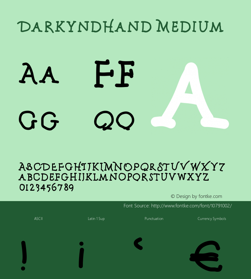 DarkyndHand Medium Version 001.000 Font Sample