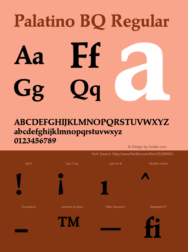 Palatino BQ Regular 001.000 Font Sample