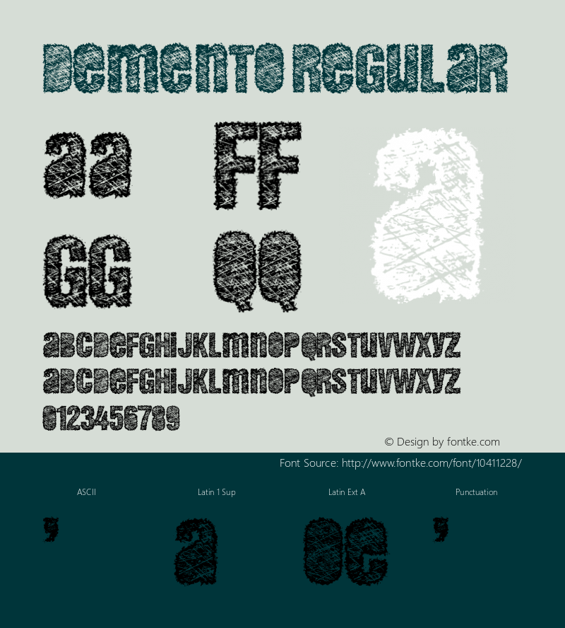 DEMENTO Regular Version 1.000 Font Sample