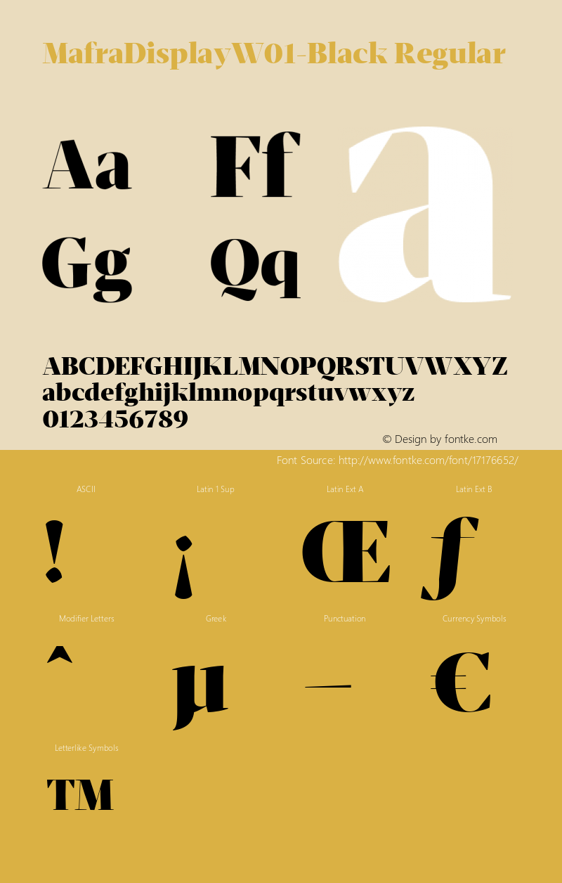 MafraDisplayW01-Black Regular Version 1.00 Font Sample